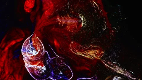 Abstract macro fluid art with vibrant organic motion and shimmering textures Stock Footage 331606024