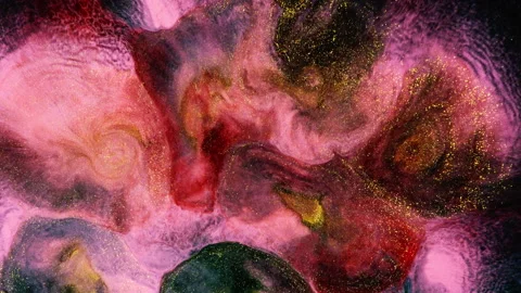 Abstract macro fluid art with vibrant organic motion and shimmering textures Stock Footage 331613329