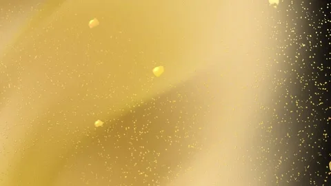 Abstract Macro Golden Liquid with Shimmering Bubbles Stock Footage 344715826
