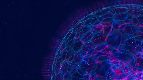 Abstract macro of quantum computing qubit spherical cell work. Subatomic Stock Footage 307175248