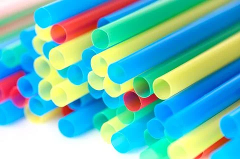 Abstract Macro Shot of Bundled Multicolored Straw Apertures Stock Photos