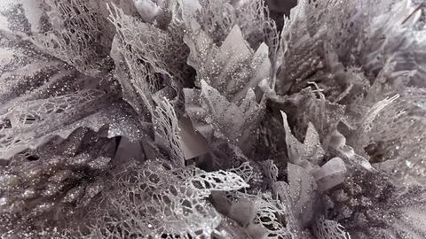 Abstract macro of silver glittery mesh fabric. Frozen lace Christmas decora.. Stock Photos