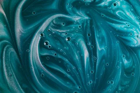 Abstract Macro Texture of Shimmering Turquoise Liquid with Air Bubbles Stock Illustration