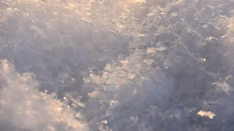 Abstract macro video of snow and ice crystals in warm sunlight. Stock Footage 327743468