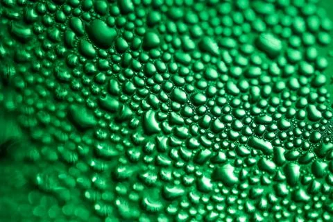 Abstract Macro view of Water Bubbles on windows Stock Photos
