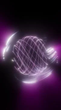 Abstract magenta light sphere with glowing orbit lines and wave trails, rep.. Stock Illustration