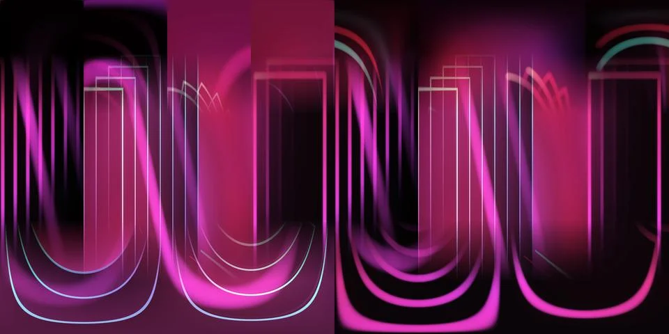 Abstract Magenta Neon Frames with Layered Rounded Geometric Forms イラスト素材