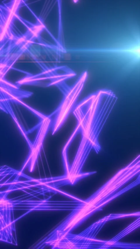 Abstract magenta neon wireframe shapes with glowing geometric lines, blue b.. Stock Footage 335696784