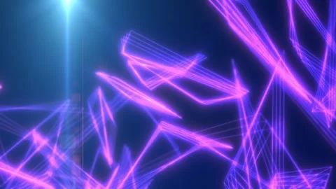 Abstract magenta neon wireframe shapes with glowing geometric lines Stock Footage 336741389