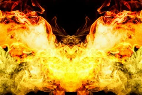 Abstract magic background. Cloud of  yellow and orange smoke in the form of a Foto stock