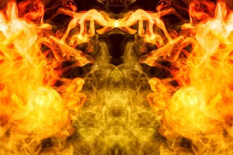 Abstract magic background. Cloud of  yellow and orange smoke in the form of a 스톡 사진