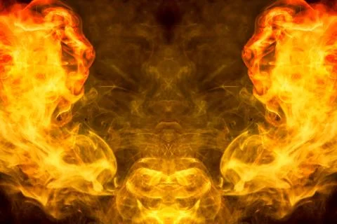 Abstract magic background. Cloud of  yellow and orange smoke in the form of a Foto stock