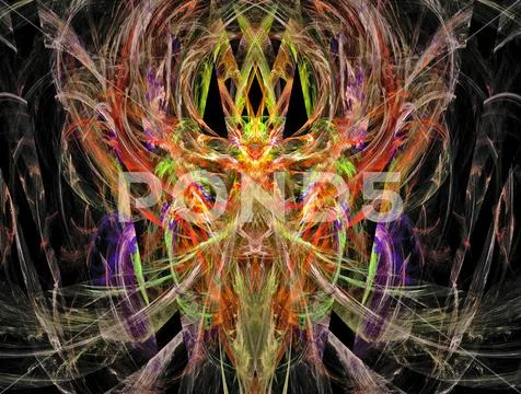 Abstract Magic energy multicolored fractal. 3D rendering. Stock Illustration