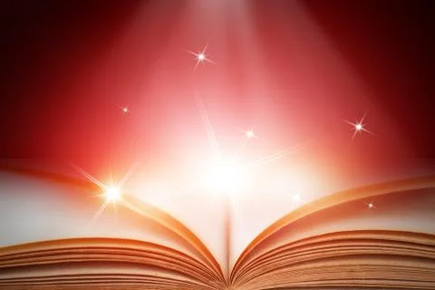 Abstract magic light on open book  for science and education or religion backgro Stock Photos