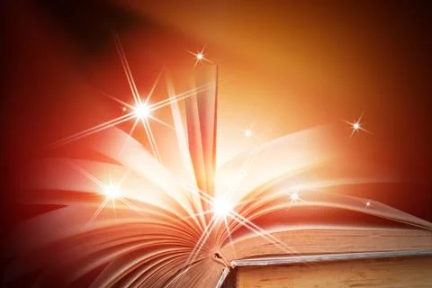 Abstract magic light on open book  for science and education or religion backgro Stock Photos