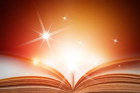 Abstract magic light on open book  for science and education or religion backgro Stock Photos