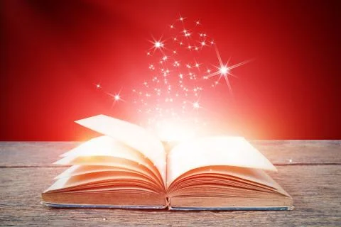 Abstract magic light on open book  for science and education or religion backgro Stock Photos