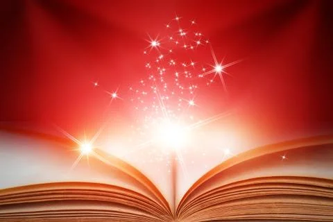 Abstract magic light on open book  for science and education or religion backgro Fotos Stock