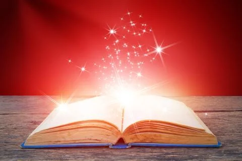 Abstract magic light on open book  for science and education or religion backgro Stock Photos