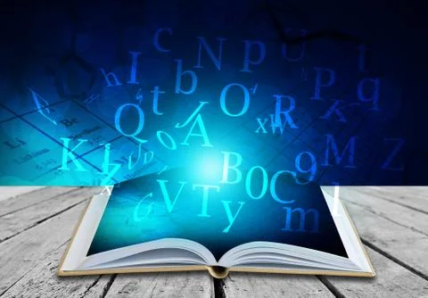 Abstract magic light on open book  for science and education or religion backgro Stock Photos