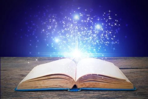 Abstract magic light on open book  for science and education or religion backgro Stock Photos