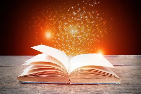 Abstract magic light on open book  for science and education or religion  Stock Photos