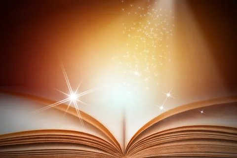 Abstract magic light on open book  for science and education or religion backgro Stock Photos