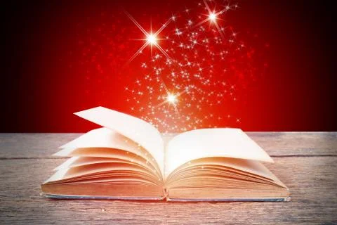 Abstract magic light on open book  for science and education or religion backgro Stock Photos