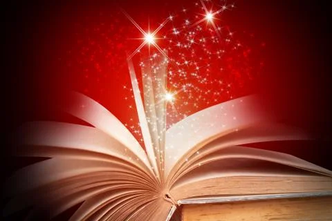 Abstract magic light on open book  for science and education or religion backgro Stock Photos