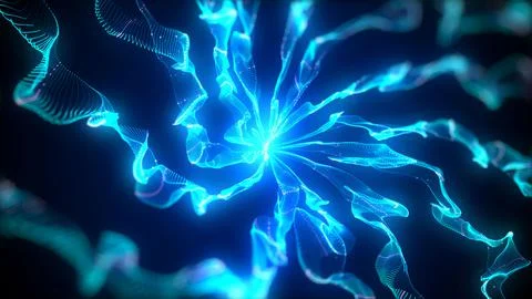 Abstract Magic Space Blue Shine Wavy Turbulence Dotted Lines Particle Swirls Illustrazione stock