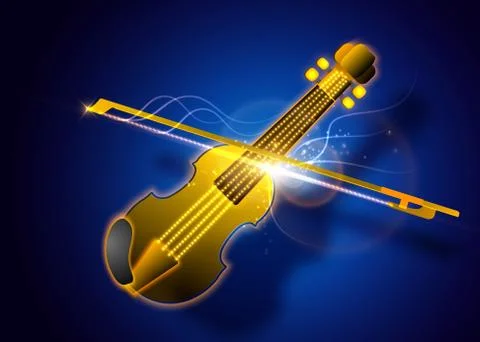 Abstract magic violin illustration. Vector music background. Stock Illustration