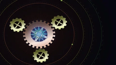 Abstract Magical Chronograph Animation With Rotating Gears Stock Footage 340601607
