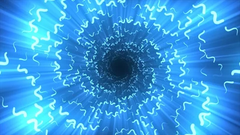 Abstract magical energy sci-fi hypnotic animated modern blue glowing tunnel. Stock Footage 273992527