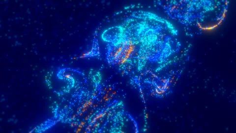 Abstract magical hi-tech glowing liquid fantasy moving graphic animation with Stock Footage 247781535