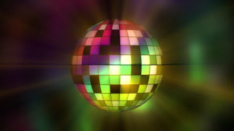 Abstract magical multicolored disco ball from the 80's glowing with rays of b Stock Footage 260338133