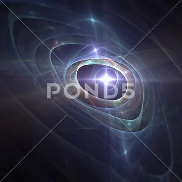Abstract Magical Space of Birth of a Star Surrounded by Cosmic Waves Stock Photos
