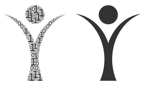 Abstract Man Composition of Binary Digits Stock Illustration