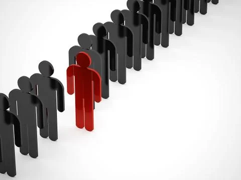 Abstract man one red isolated Stock Illustration