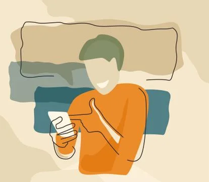 Abstract man with phone reading a message Stock Illustration