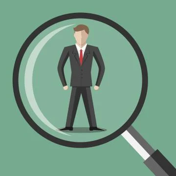 Abstract man under magnifier Stock Illustration