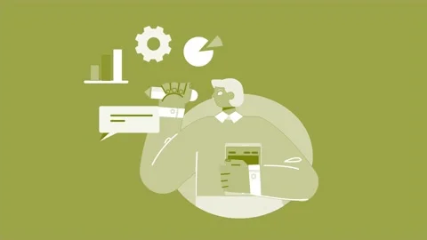 Abstract Man Working On Business Plan 2D Flat Animation. Stock Footage 206077730