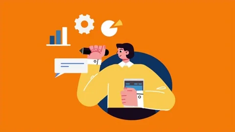 Abstract Man Working On Business Plan 2D Flat Animation. 動画素材 206077799