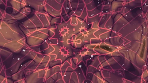 Abstract mandala animation with glowing pink geometric lines on dark background Stock Footage 345464017