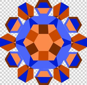 Abstract mandala is being shown in flat style with polygon links, hexagons on Illustrazione stock