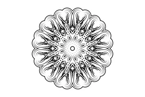 Abstract Mandala Black White Circular Symmetry Illustrazione stock