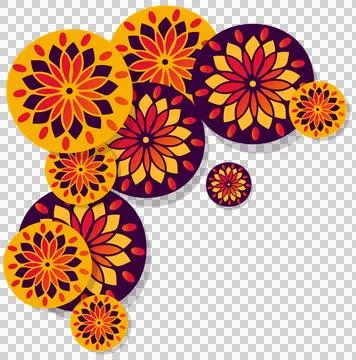 Abstract mandala circles are floating over transparent canvas in flat design, Ilustração Stock