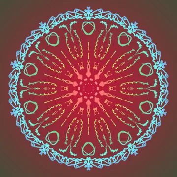 Abstract mandala. Digital design with funky lines Stock Illustration