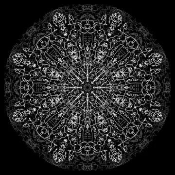 Abstract mandala. Digital design with funky lines Stock Illustration