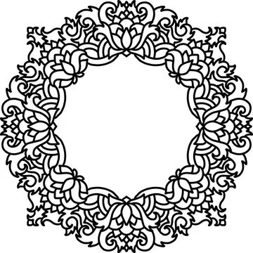 Abstract mandala frame. Asian pattern. Black and white authentic background Stock Illustration