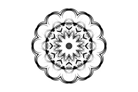 Abstract Mandala Geometric Circular Pattern BW Stock Illustration